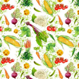 Mönstrad trikå - Veggies Mönstrad trikå - Veggies