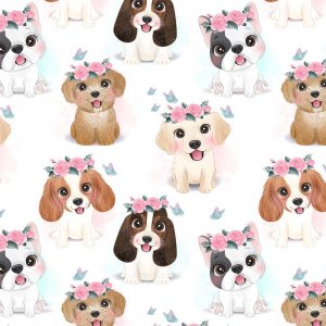 Mönstrad Trikå 150 cm - Cute Doggies Mönstrad Trikå 150 cm - Cute Doggies