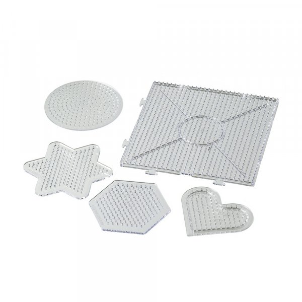 Set med prlplattor i olika former 8,5x7,5 cm / 15x15 cm - 5 transparenta delar