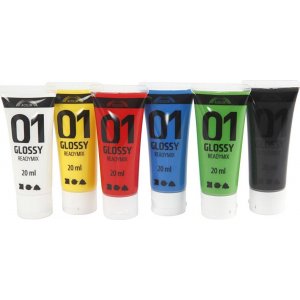 Skolfärg - Akryl - standardfärger - blank - 6 x 20 ml Skolfärg - Akryl - standardfärger - blank - 6 x 20 ml