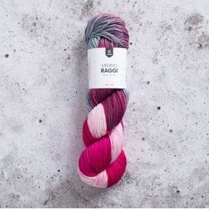 Merino raggi 100g - Cherry red & soft rose Merino raggi 100g - Cherry red & soft rose