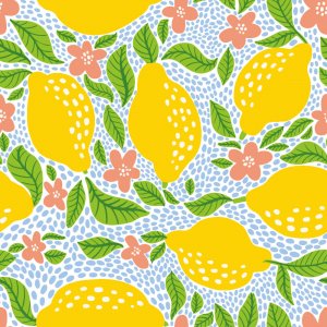 Mönstrad trikå 145 cm - Citron dans dag Mönstrad trikå 145 cm - Citron dans dag