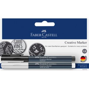 Fiberpennset - Faber-Castell - Creative marker - Vit & Svart Fiberpennset - Faber-Castell - Creative marker - Vit & Svart