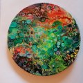 Kundbild Pouring medium Liquitex 946 ml: Acrylic pouring på grytunderlägg.