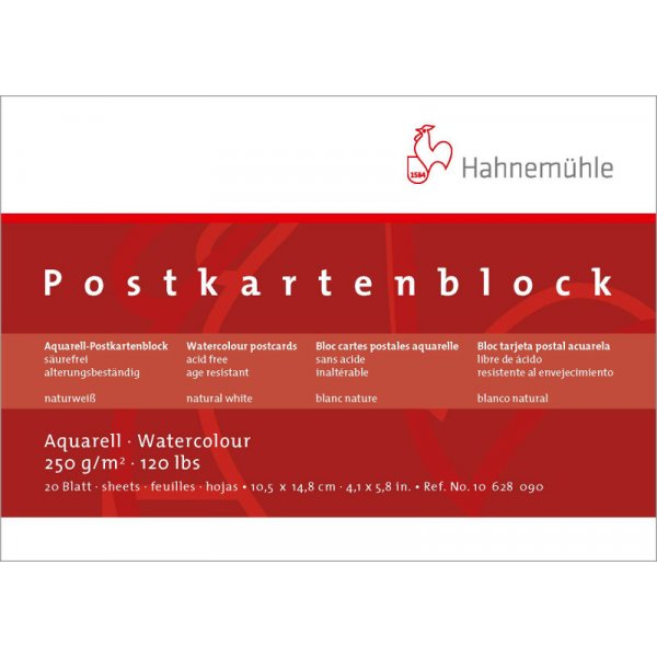 Akvarellblock Hahnemhle Vykort 250g Grov - 10,5x21,0cm